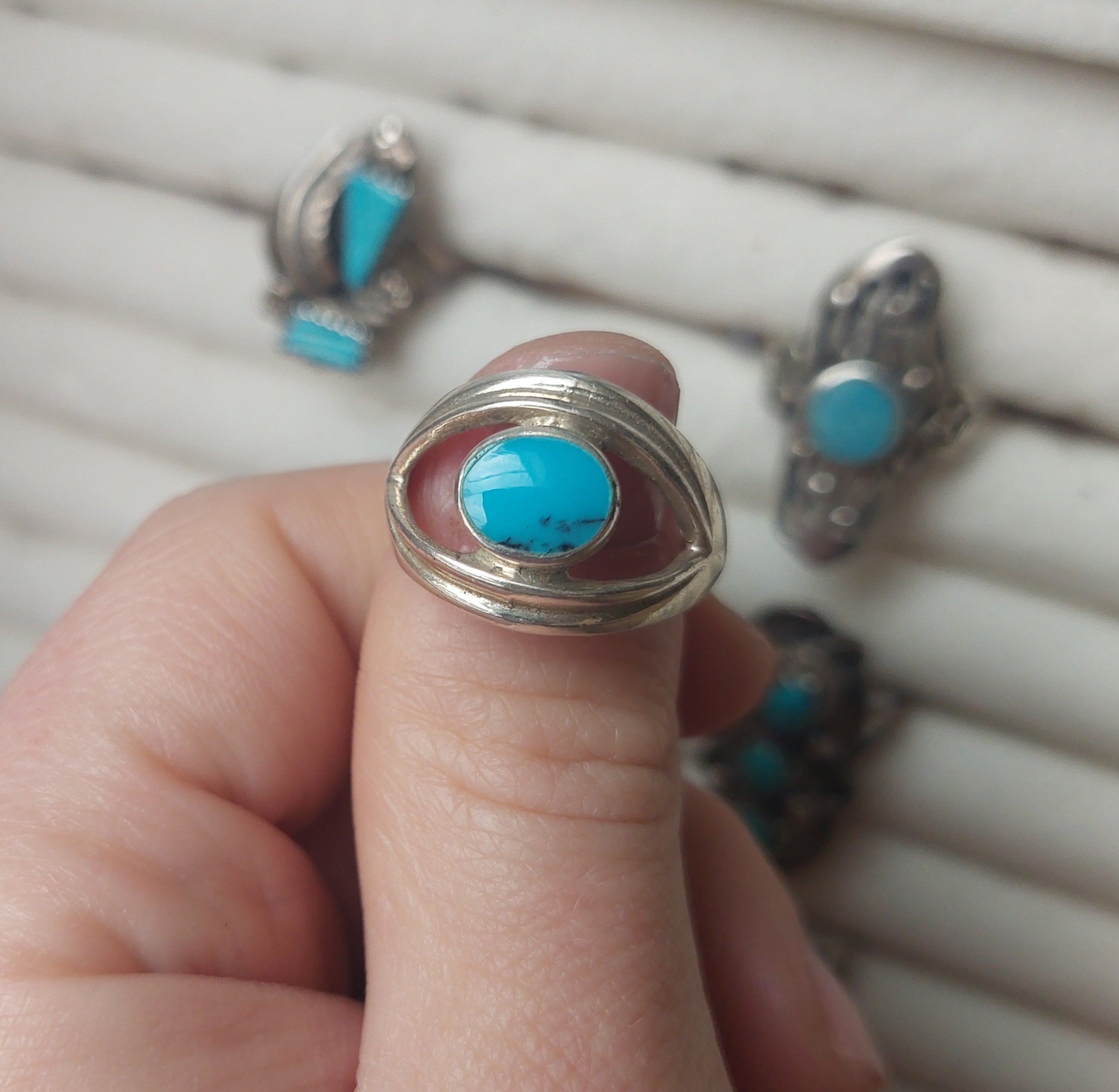 SILVER925 INDIAN TURQUOISE RING/シルバー/リング Amazon.com: SILVESTO INDIA Genuine Turquoise Ring Silver