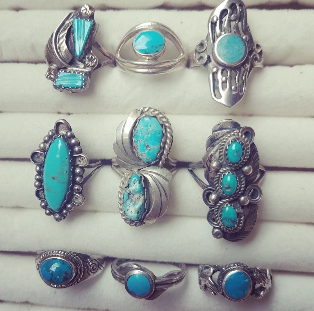 アクセサリー Vintage Indian Jewelry Ring (Navajo) Navajo Vintage Native American Sterling Silver Turquoise