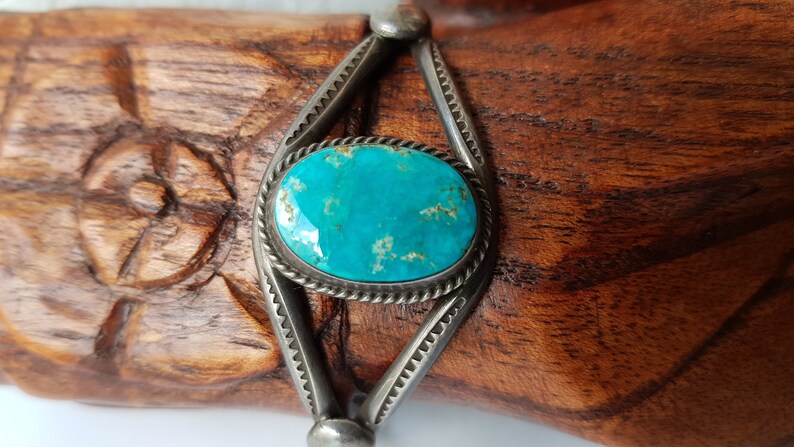 Sterling Silver Navajo Vintage Gypsy Hippie Boho Bohemian Turquoise Bangle Jewelry Gift