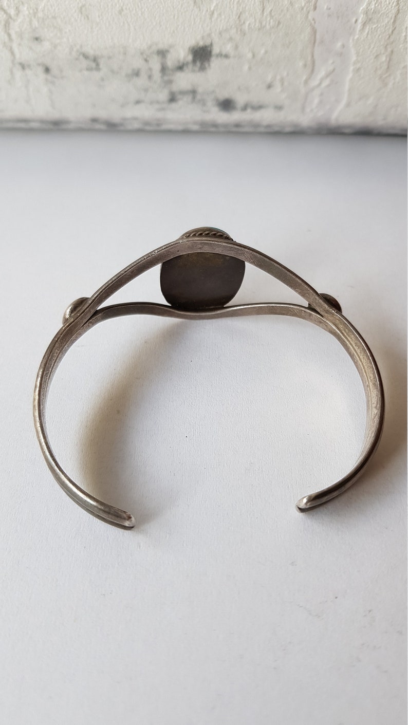 Sterling Silver Navajo Vintage Gypsy Hippie Boho Bohemian Turquoise Bangle Jewelry Gift