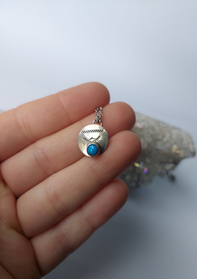 Sterling Silver Pendant Turquoise Vintage Native American Hippie Boho Bohemian Navajo Necklace Indian Jewelry Gift 4