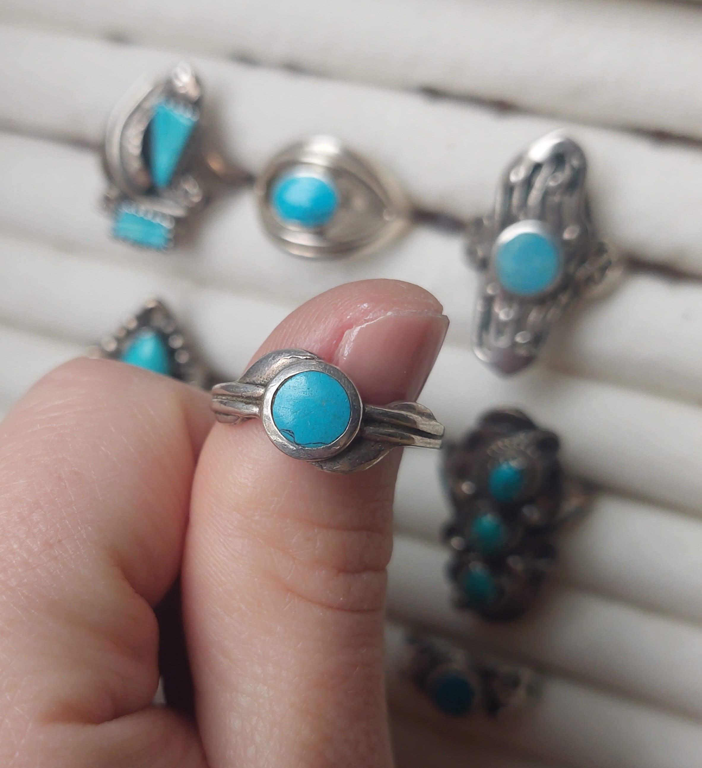 Sterling Silver Turquoise Gemstone Navajo Rings Indian