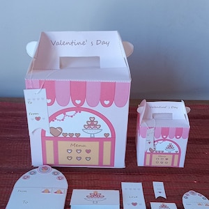 Valentine&#39;s Day Shop S&L Size Cupcake Boxes / Gift Boxes PDF Digital File