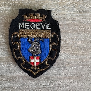 Vintage Megeve, France Ski Embroidered Patch, circa 1960s-1970s
