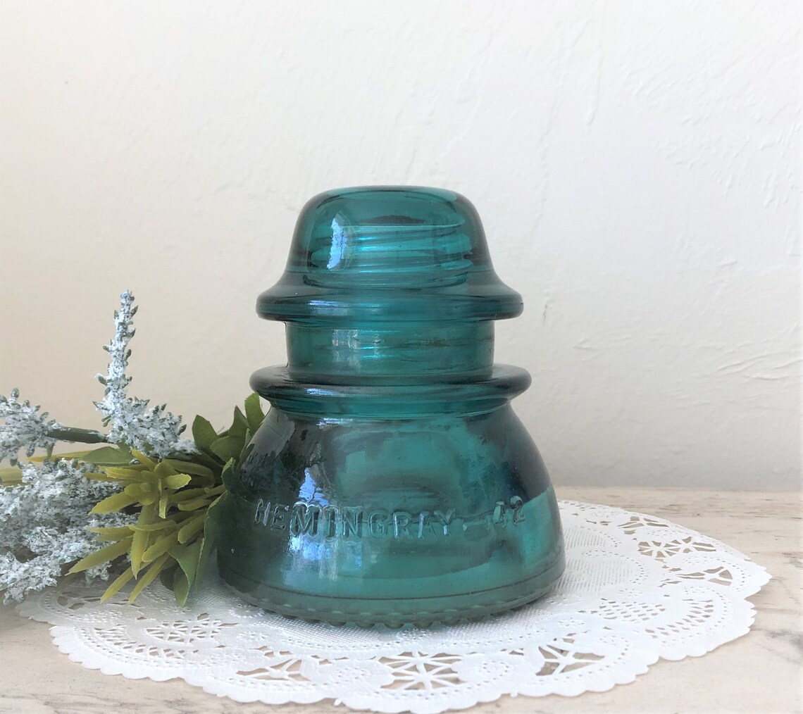 Hemingray42 Double Petticoat 24oz Aqua Green Glass Insulator Etsy