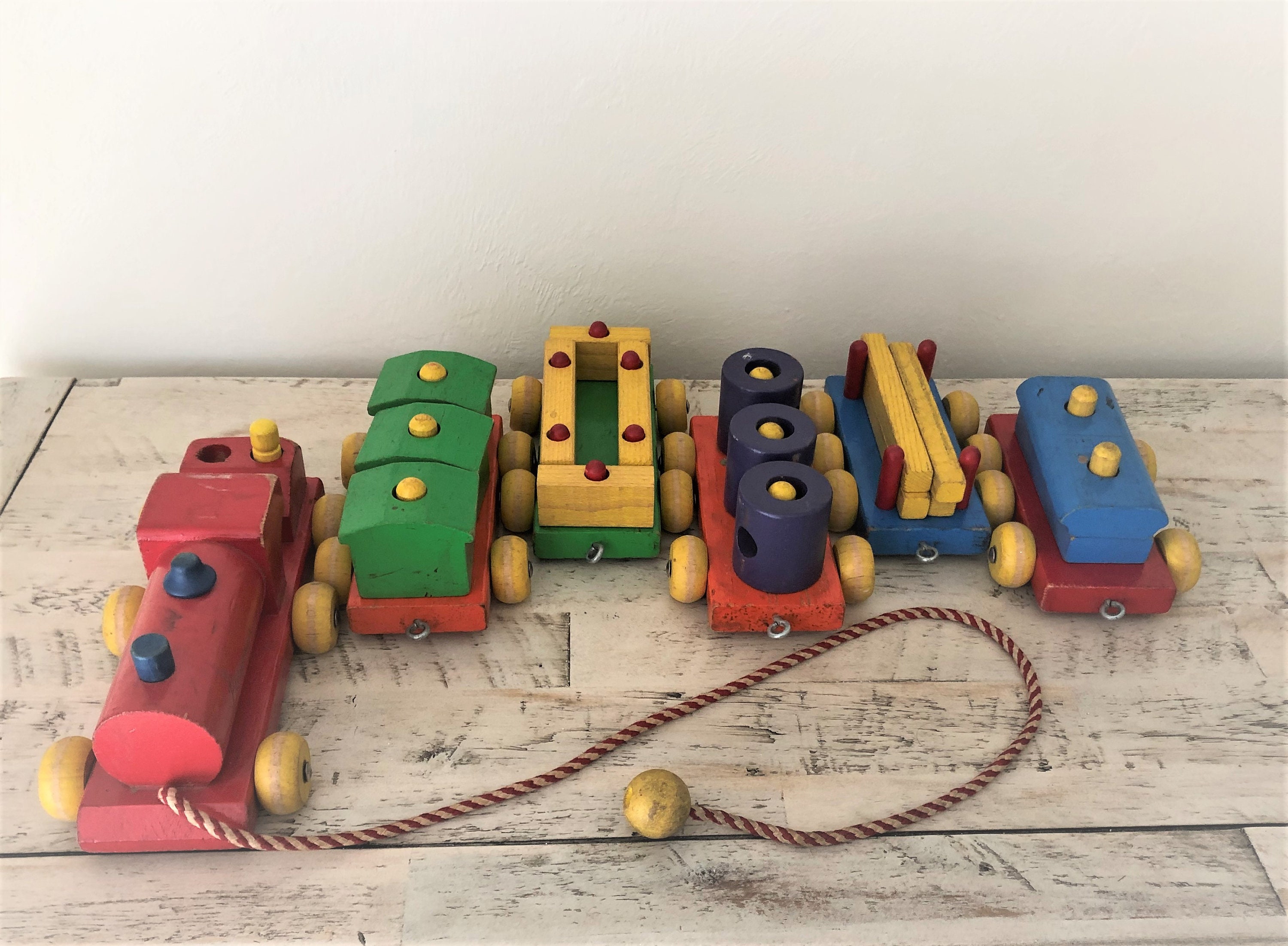 Vintage Playskool Wooden TakeApart Train Set 418 Pull Toy Etsy