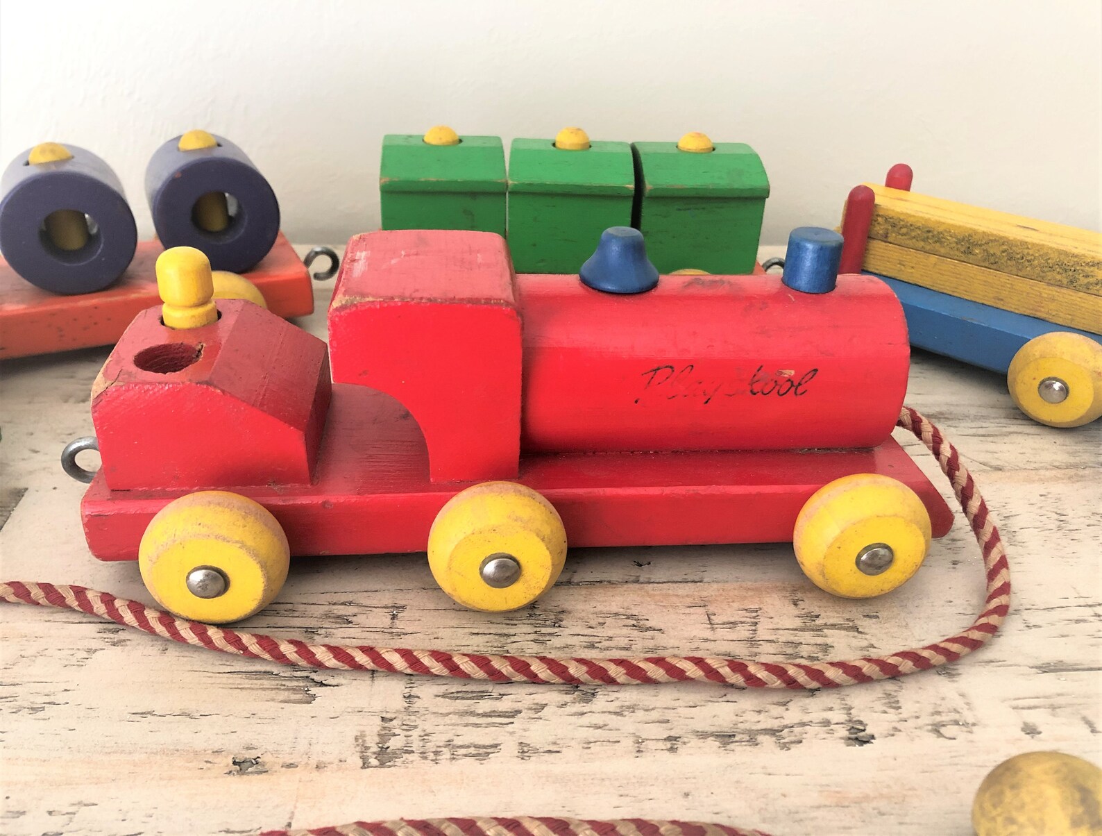 Vintage Playskool Wooden TakeApart Train Set 418 Pull Toy Etsy