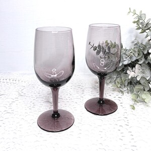 Two Amethyst Purple 6-Inch Tall Wine Glasses