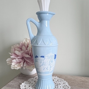 Vintage Jim Beam Grecian Philosophers Blue & White Decanter, circa 1961