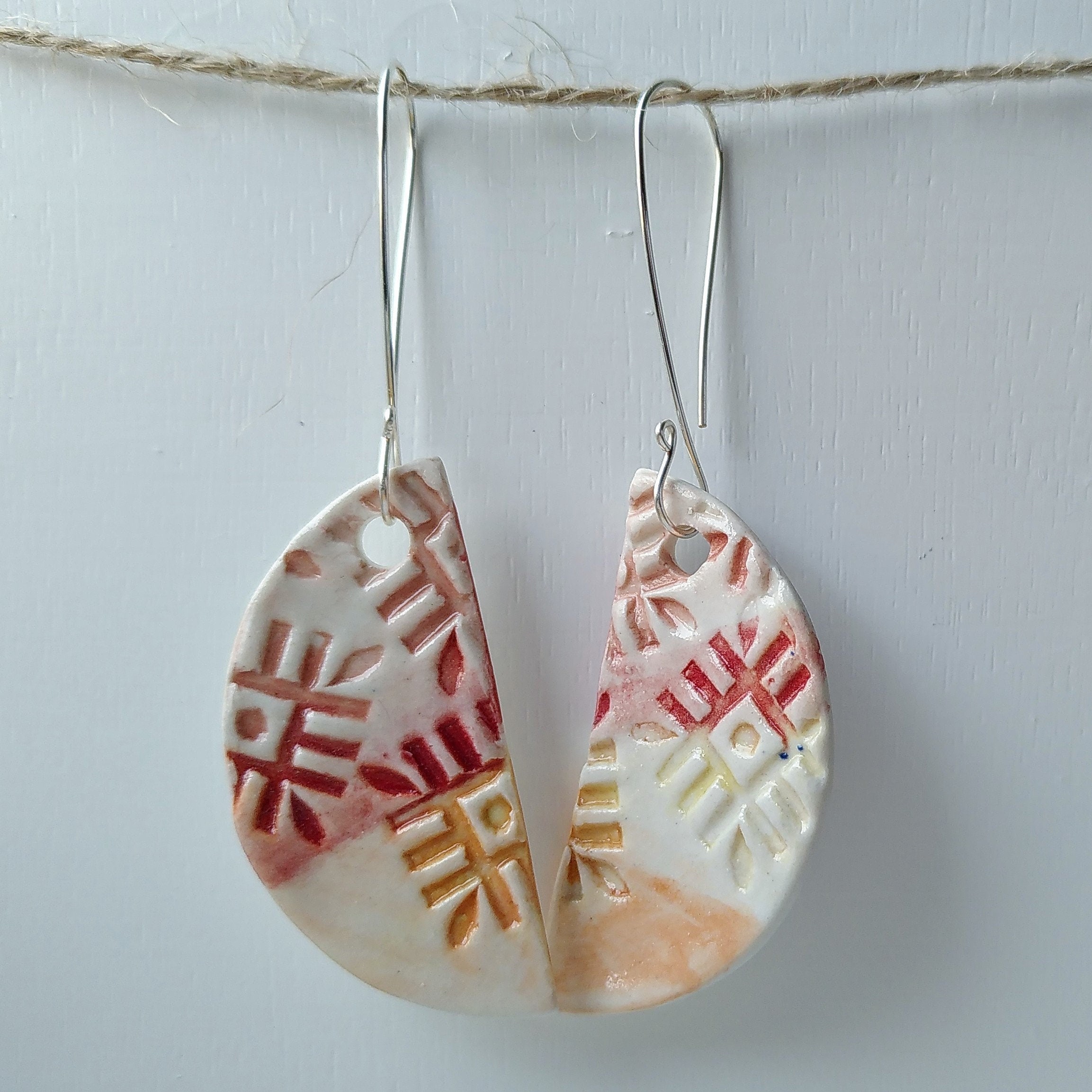 Ceramic drop earrings with bespoke handmade earwires Etsy