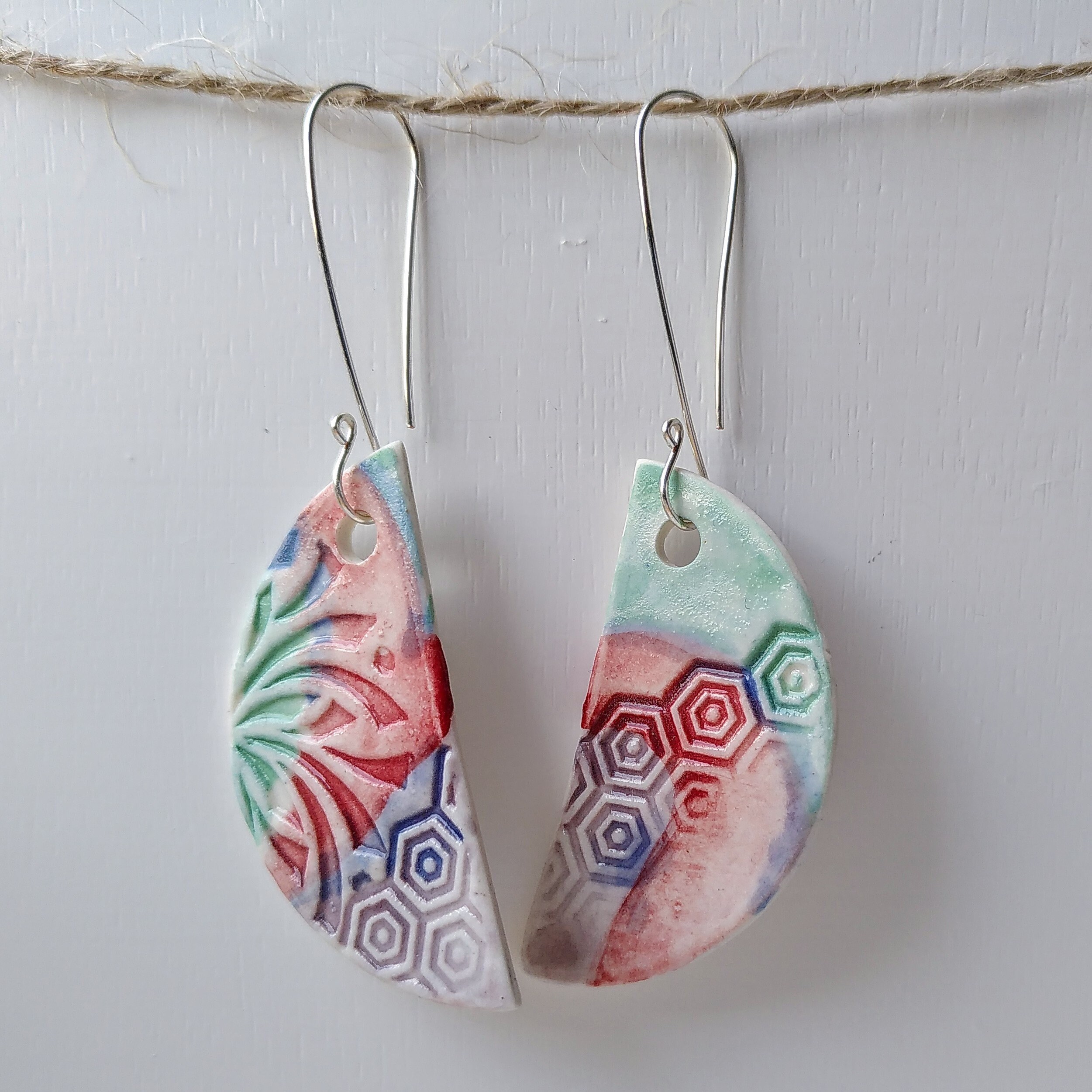 Ceramic drop earrings with bespoke handmade earwires Etsy
