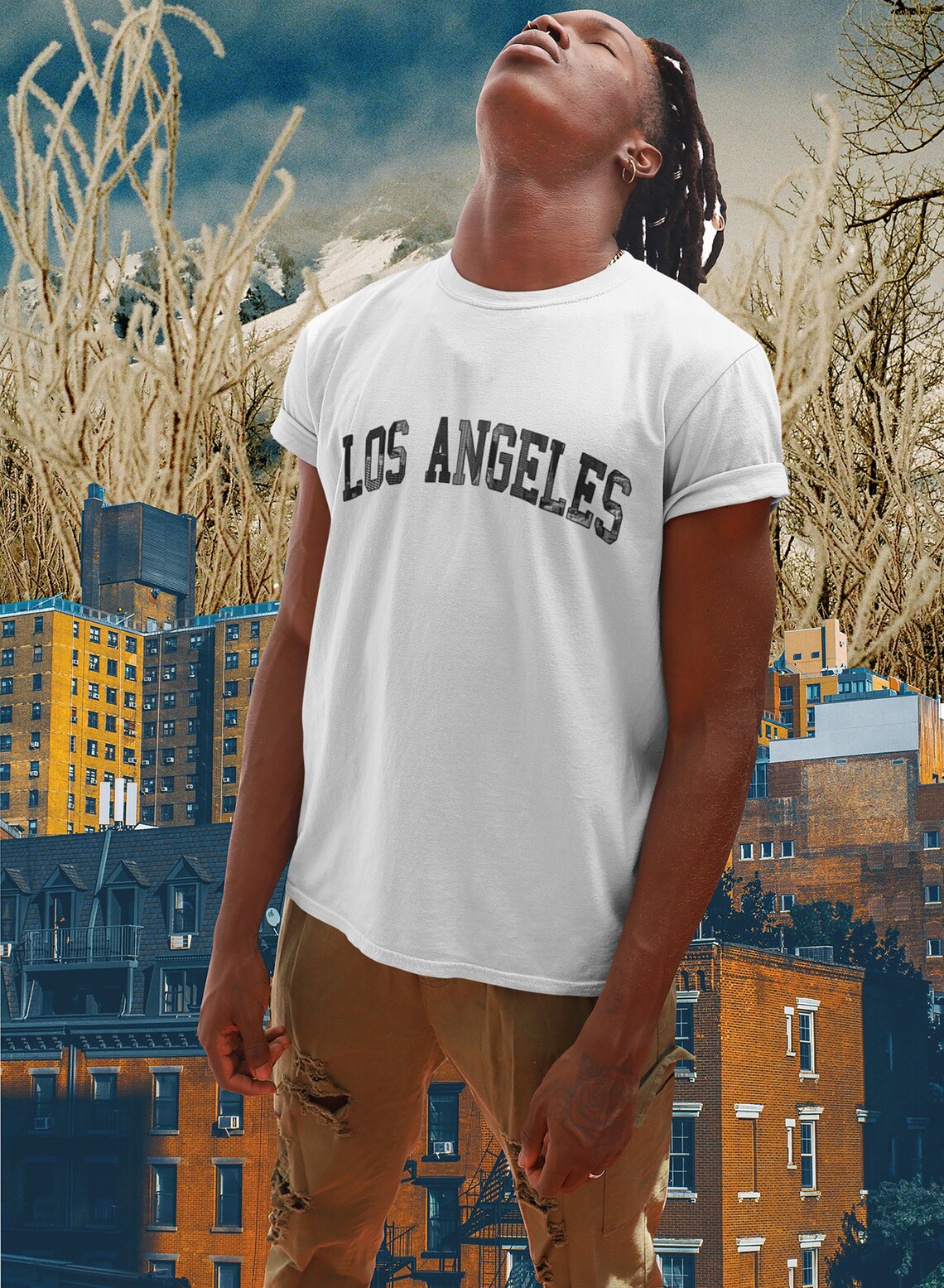 LOS ANGELES Heavy Cotton Tee Los Angeles Streetwear Los Etsy