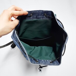 Stylish college bag, handmade summer backpack for women, drawstring closure image 9