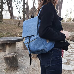 Stylish college bag, handmade summer backpack for women, drawstring closure image 3