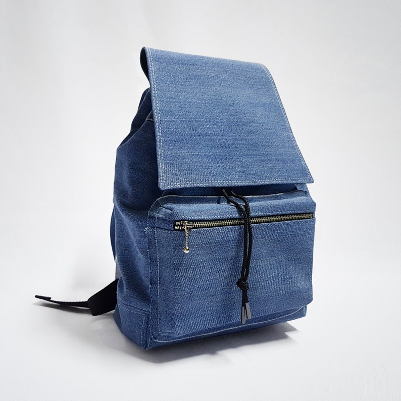 Stylish college bag, handmade summer backpack for women, drawstring closure image 2