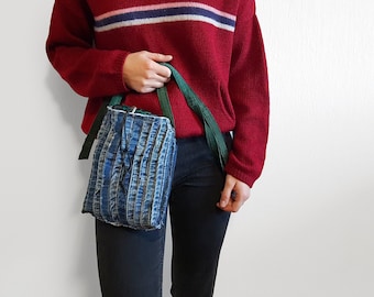 Bolso de mezclilla / Bolso de mezclilla upcycled / bolso jean / bolso de cuerpo cruzado / bolsos y bolsos para mujeres
