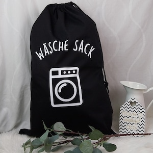 Wäschesack für Schmutzwäsche / Wäschebeutel / Camping, Urlaub, Reisen, Kindergarten, Waschsalon / personalisierbar XL Schwarz