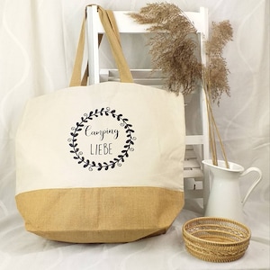 XL Camping Waschhaustasche, Strandtasche aus Jute und Baumwolle - Dein Begleiter für Abenteuer unterwegs!