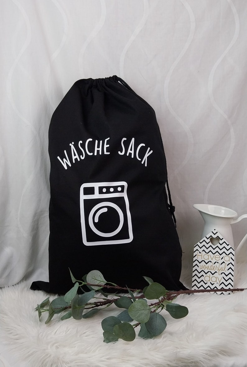 Wäschesack für Schmutzwäsche / Wäschebeutel / Camping, Urlaub, Reisen, Kindergarten, Waschsalon / personalisierbar XL Schwarz