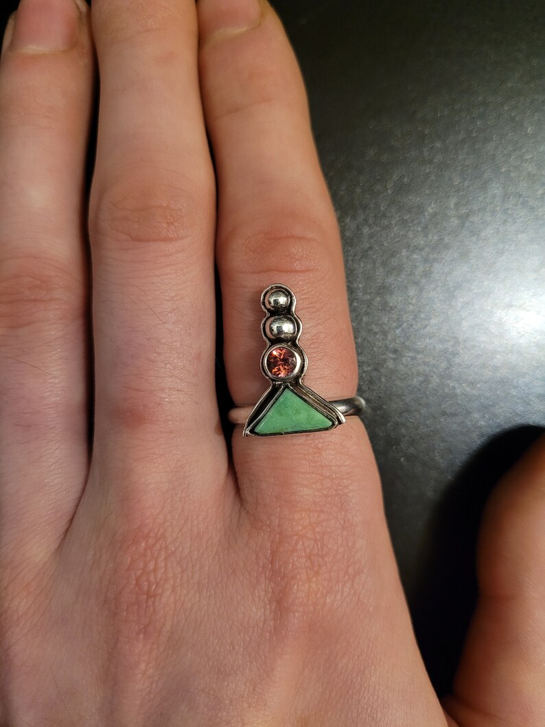 Handmade Sterling Silver Ring Turquoise Size 8 14