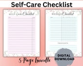 Self-Care Digital Checklist, Self-Care PDF, Self-Care Journal, Printable Checklist PDF, Mental Health Checklist, Bucket-list Goals Checklist
