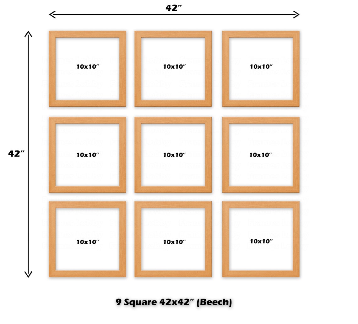 Gallery Wall Set of 9 Square Frames 10x10 Size Multi Etsy