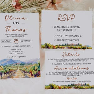 Modèle de suite de faire-part de mariage vignoble vignoble, mariage de la vallée de Napa, mariage champêtre, dégustation de vins, carte de détails, carte RSVP, imprimable