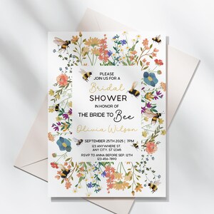 Bride To Bee Bridal Shower Invitation, Bee Bridal Shower Invite, Rustic Template, Print At Home, Floral Bridal Shower, Boho Bridal Shower