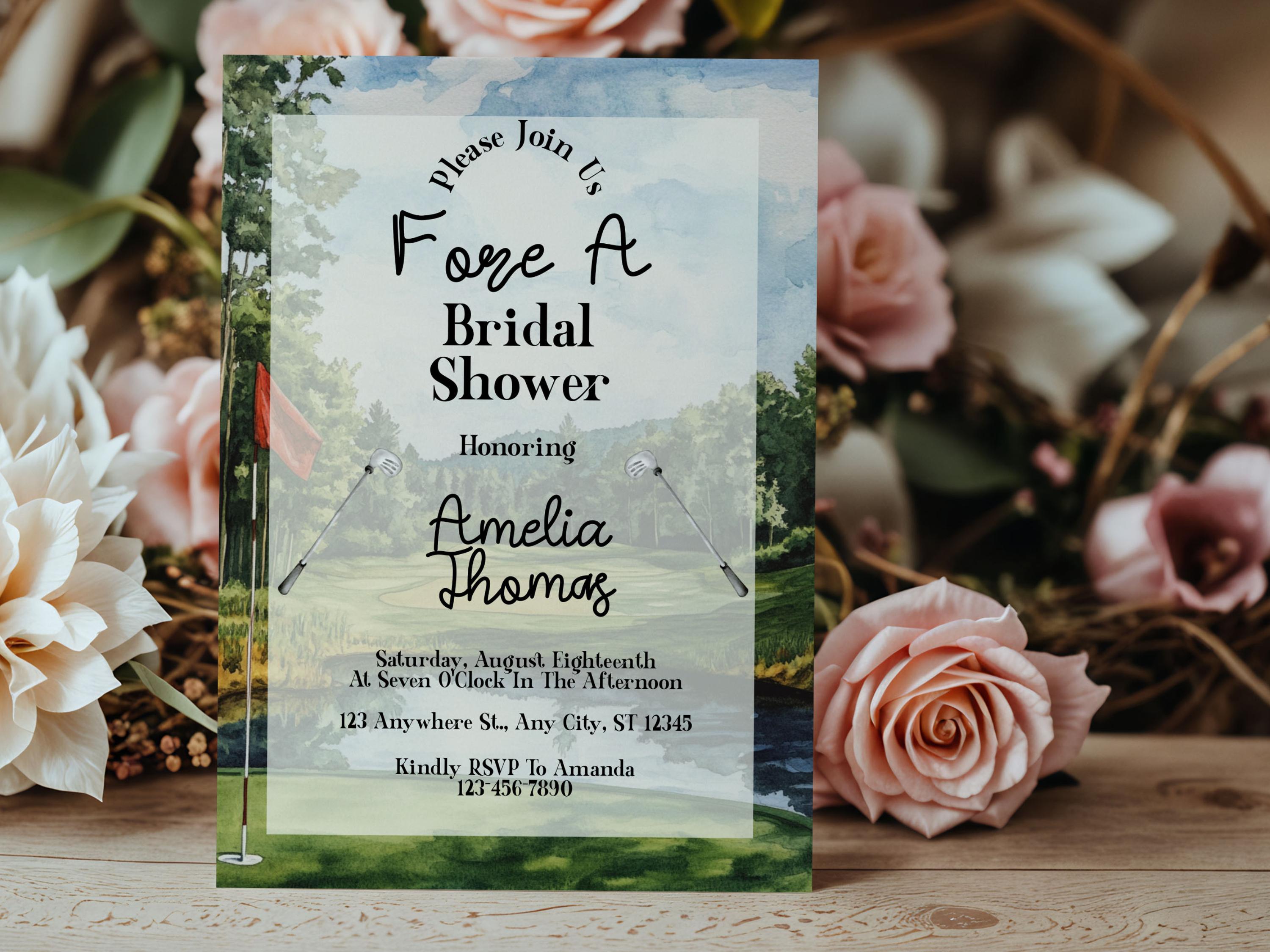 Golf Bridal Shower Invitation with Thank You Card (Printable Template)