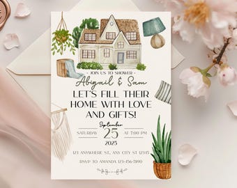 Couples Shower Invitation Template: His & Hers Housewarming (Editable Digital Download 5x7 inches)