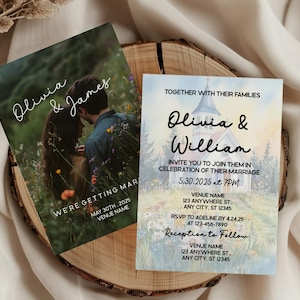 Christliche Kapelle Hochzeit Foto, Einladungsvorlage, elektronische einladen, formelle Hochzeit einladen, Online Karte, doppelseitige Karte, printable