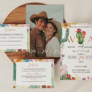 Bundle de faire-part de mariage dans le désert, invitation du sud-ouest, Scottsdale, Arizona, mariage de cactus, Sedona, merci, réponse et carte de détails