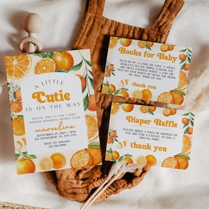Editable Cutie Oranges Baby Shower Invitation Set (Printable)