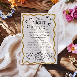 The Night Before Rehearsal Dinner Invitations Template, Modern & Minimalist Invite, Classic Wedding, Printable, Electronic Invitation