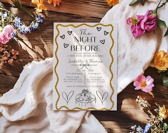 The Night Before Rehearsal Dinner Invitations Template, Modern & Minimalist Invite, Classic Wedding, Printable, Electronic Invitation