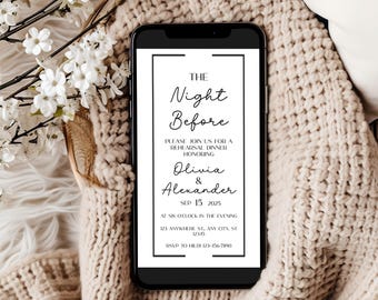 Digital Rehearsal Dinner Invitation Template: Elegant E-Invite (1080x1920px)