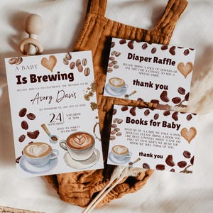 Coffee Bean Baby Shower Invitation Set: Editable Template (Digital)