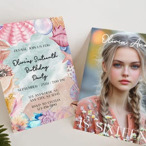 Coastal Photo Birthday Invitation: Double-Sided Beach Party Invite (Digital Download)