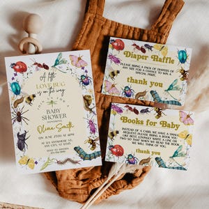 Plantillas editables para invitaciones de baby shower con diseño de flores silvestres y bichos, género neutro, estilo silvestre, estilo rústico, para imprimir en casa, Corjl