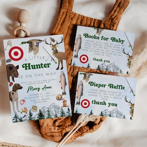 Rustic Hunting Baby Shower Invitation Set (Editable Template)