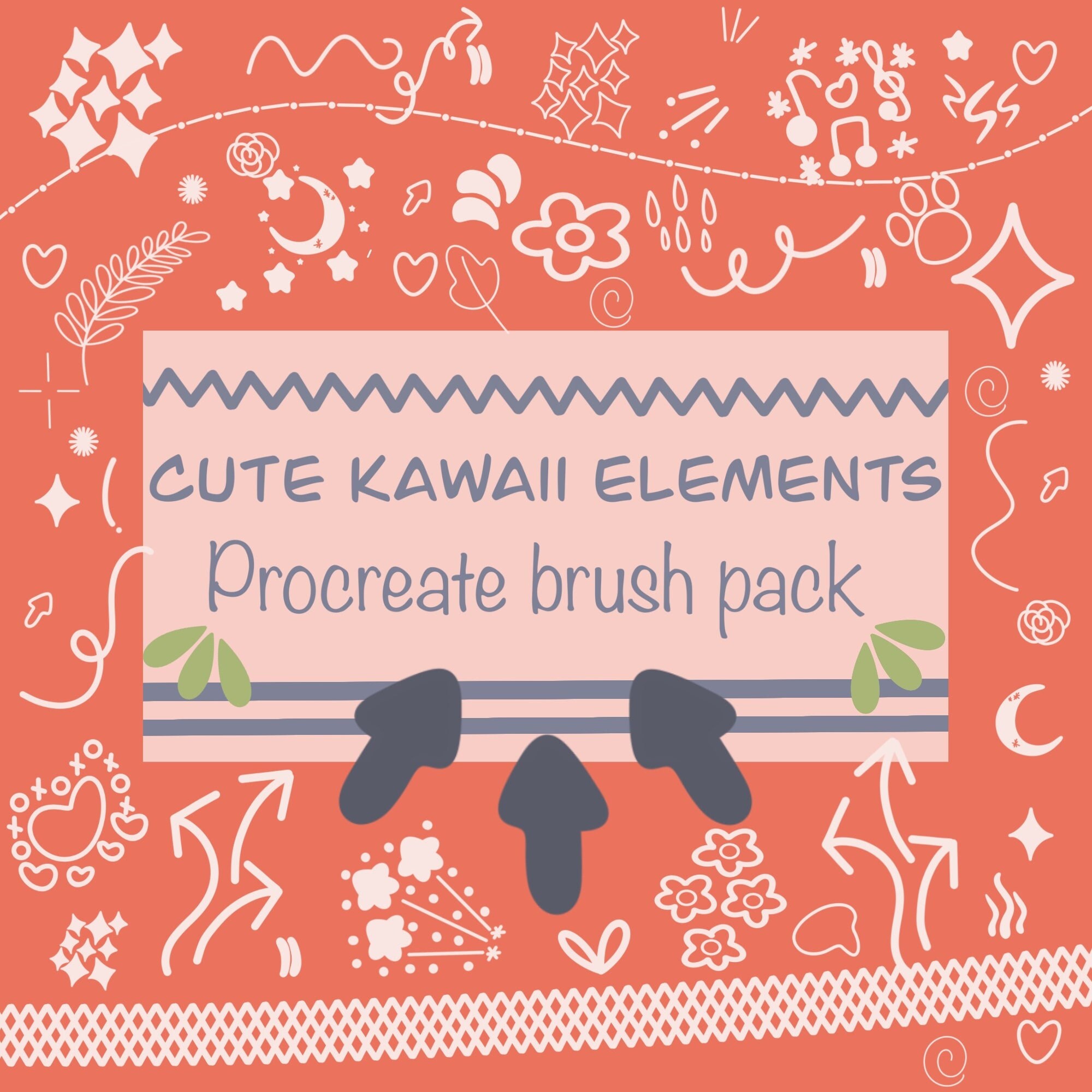 Procreate Brushes Kawaii Cute Kawaii Elements Procreate Etsy