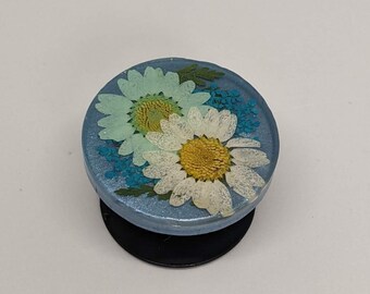Poignée de téléphone à fleurs bleues