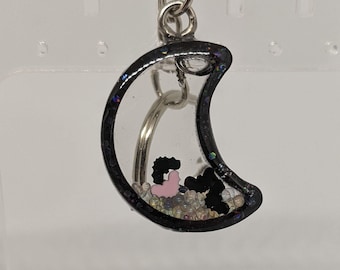 Charm shaker lune scintillant noir et argent
