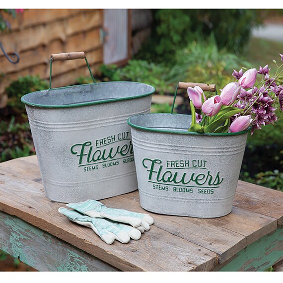 Set of Two Fresh Cut Flowers Containers Etsy