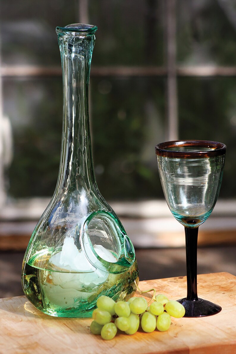 White Wine Glass Decanter With Ice Pocket Etsy