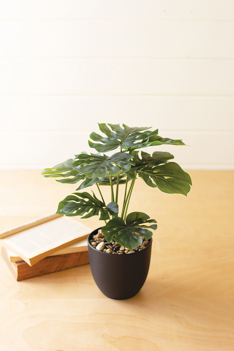 Artificial Monstera Plant in a Plastic Pot Etsy