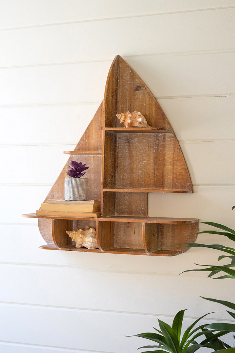 sailboat shelf wall decor