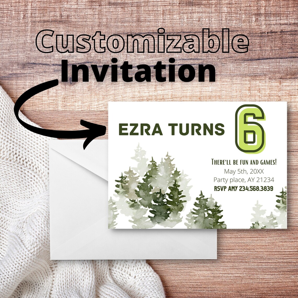 Forest theme birthday invite Invitation template birthday Etsy