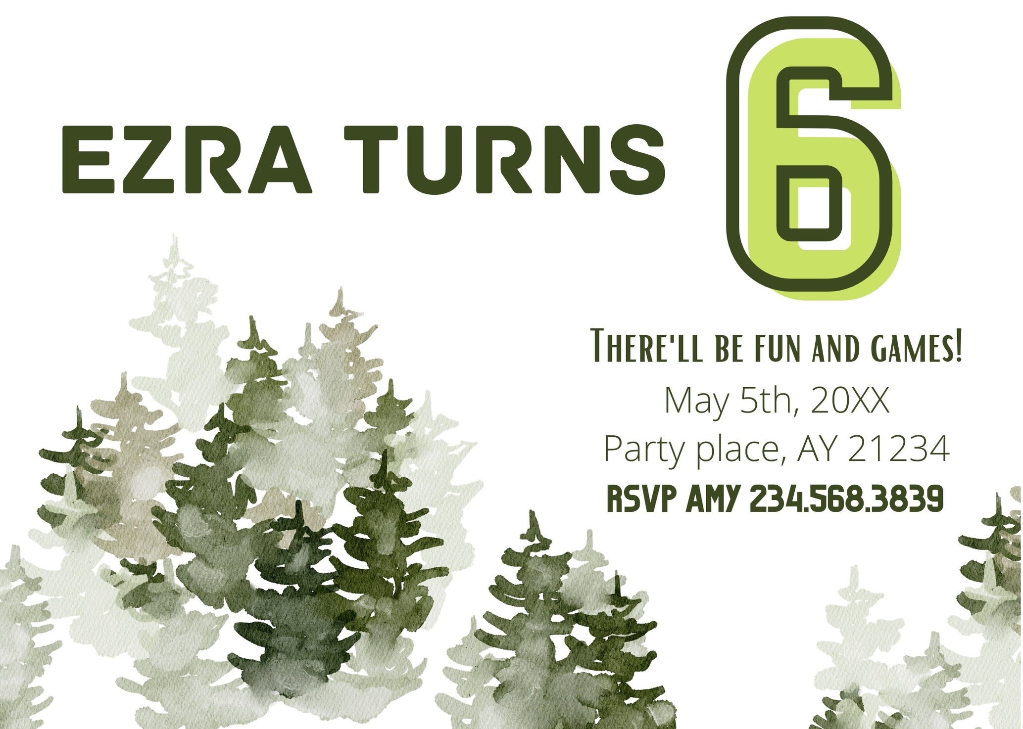 Forest theme birthday invite Invitation template birthday | Etsy