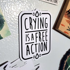 Crying is a Free Action Magnet | DnD Magnets, Dungeons & Dragons, Nerdy Computer Magnet, TTRPG Fridge Magnet, DnD Gift